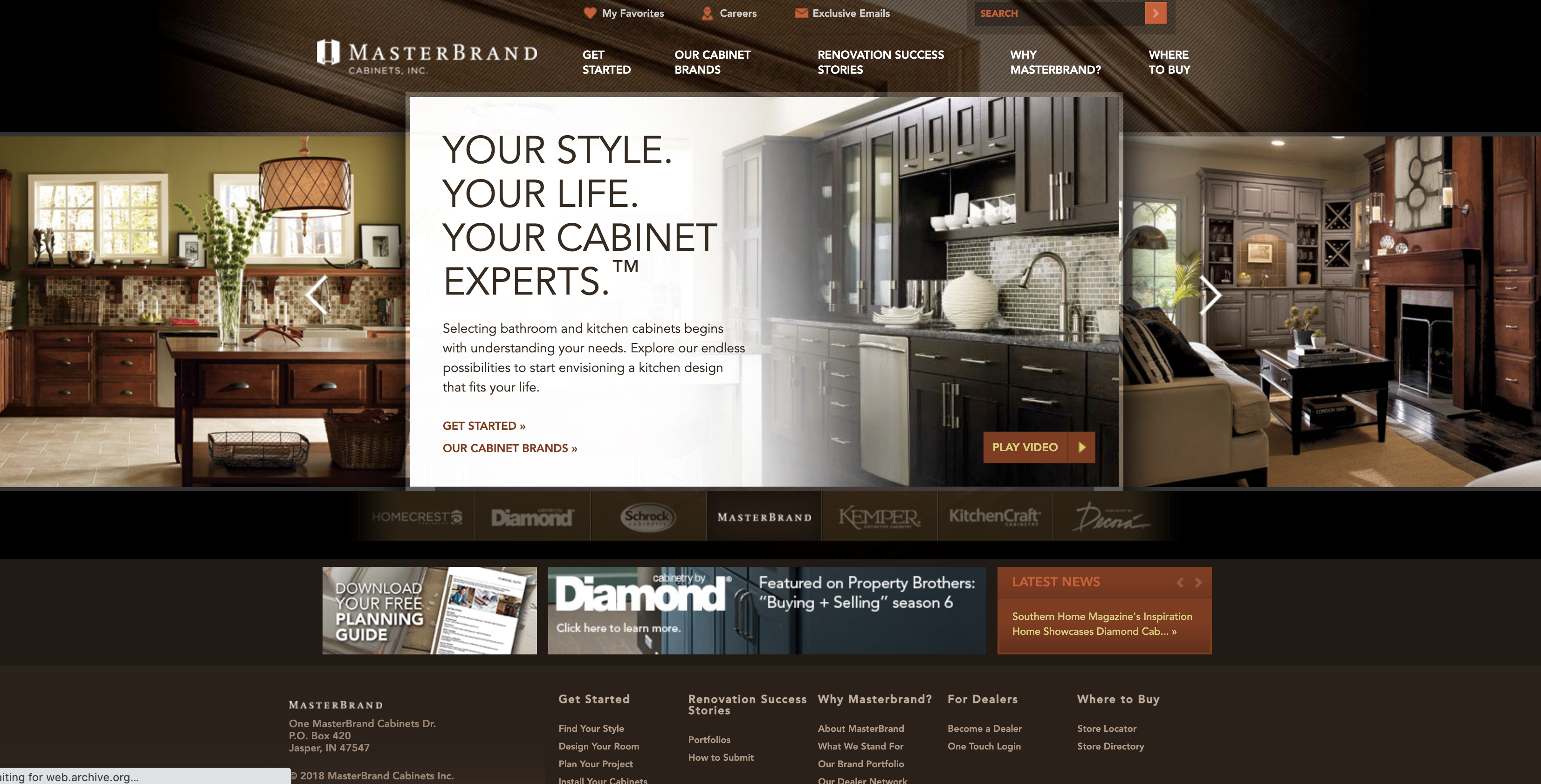 Masterbrand's website on desktop.
