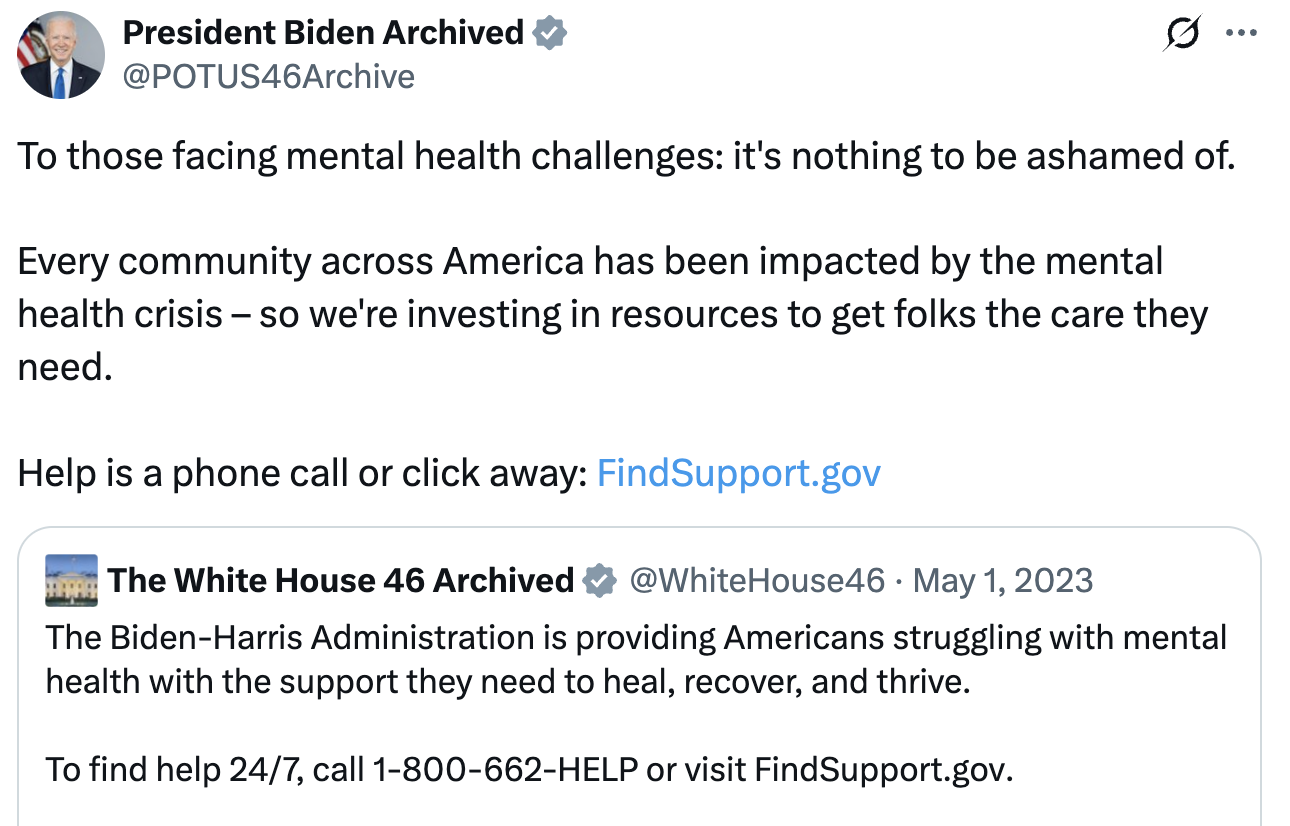 Tweet from Biden's Twitter Account.